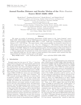 Annual Parallax Distance and Secular Motion of the Water Fountain