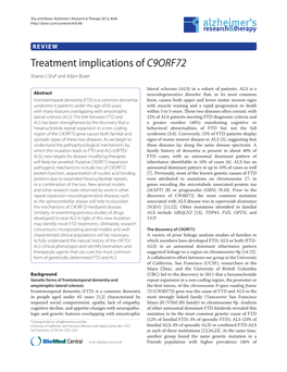 VIEW Treatment Implications of C9ORF72 Sharon J Sha* and Adam Boxer