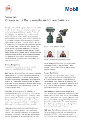 Grease — Its Components and Characteristics