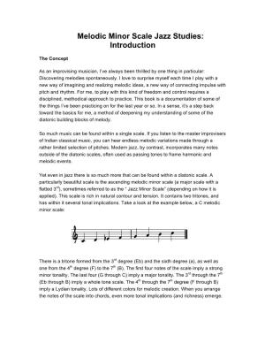 Melodic Minor Scale Jazz Studies: Introduction