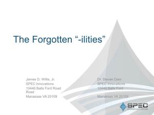 The Forgotten “-Ilities”
