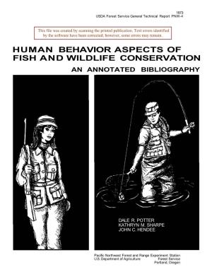 Human Behavior Aspects of Fish and Wildlife Conservation an Annotated Bibliography