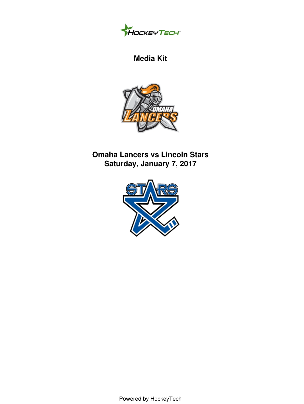 Media Kit Omaha Lancers Vs Lincoln Stars Saturday, January 7, 2017