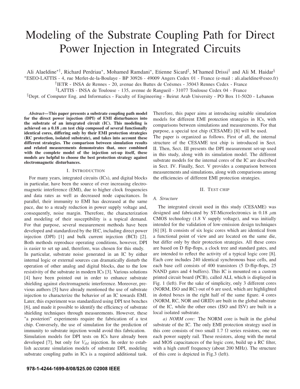 Modeling of the Substrate Coupling Path for Direct Power Injection in Integrated Circuits