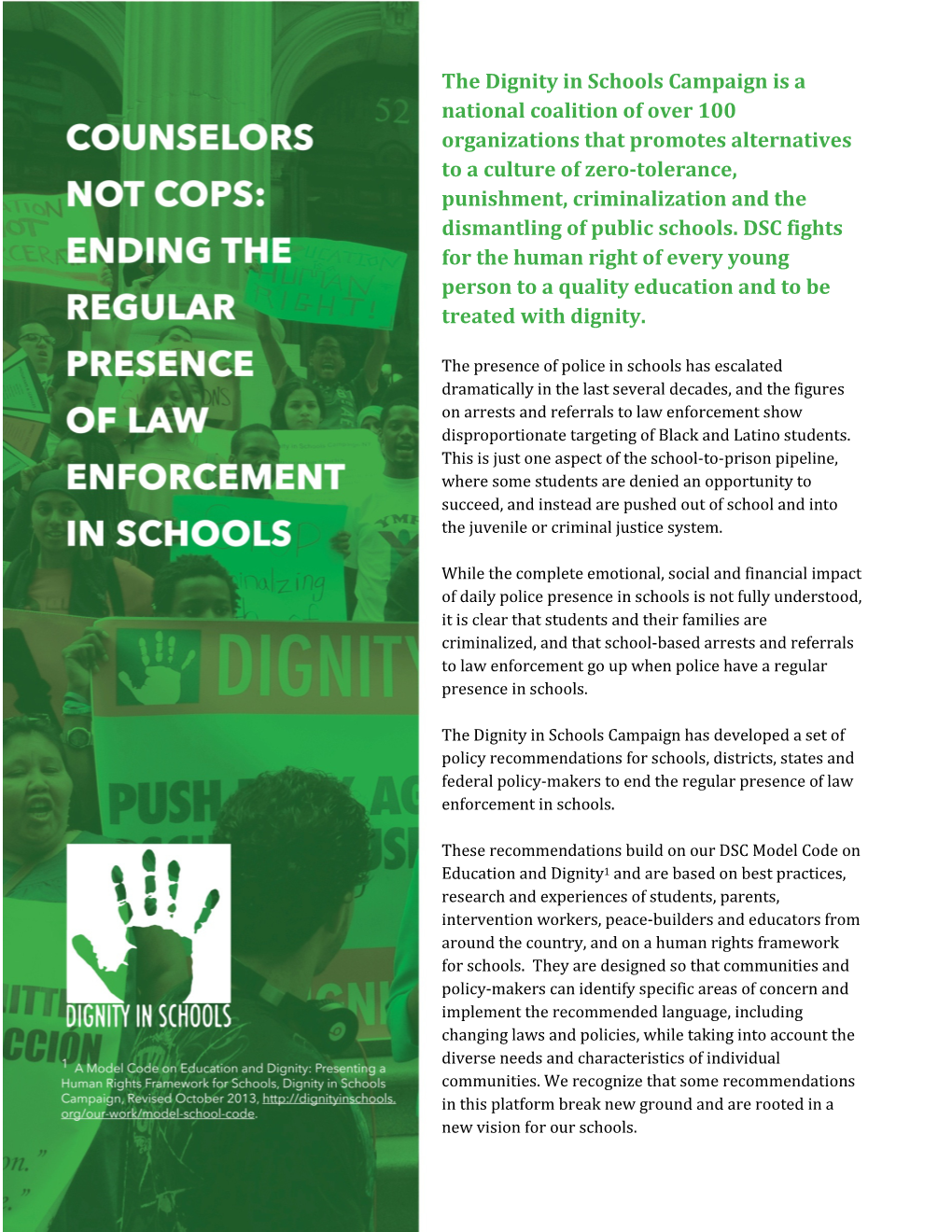 Counselors Not Cops Policy Recommendations