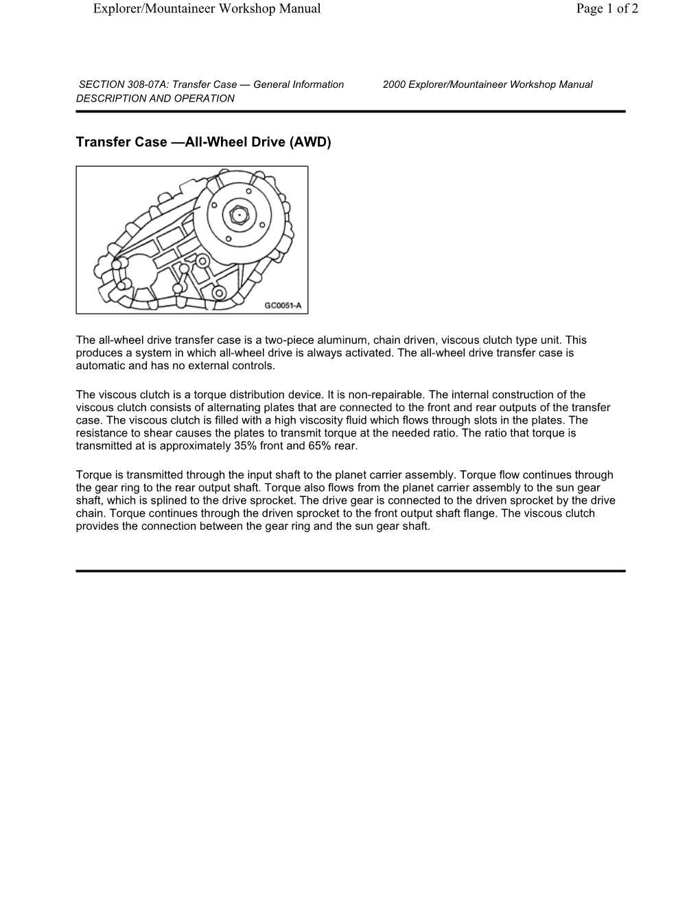 Transfer Case —All-Wheel Drive (AWD) Page 1 of 2 2000 Explorer
