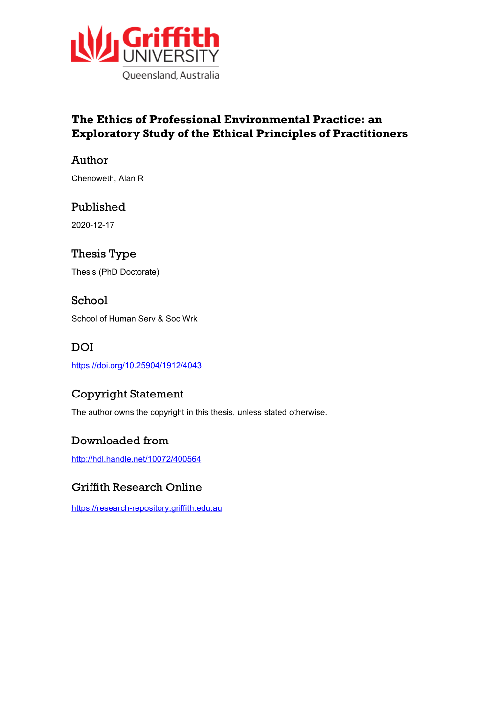 The Ethics of Professional Environmental Practice: an Exploratory Study of the Ethical Principles of Practitioners