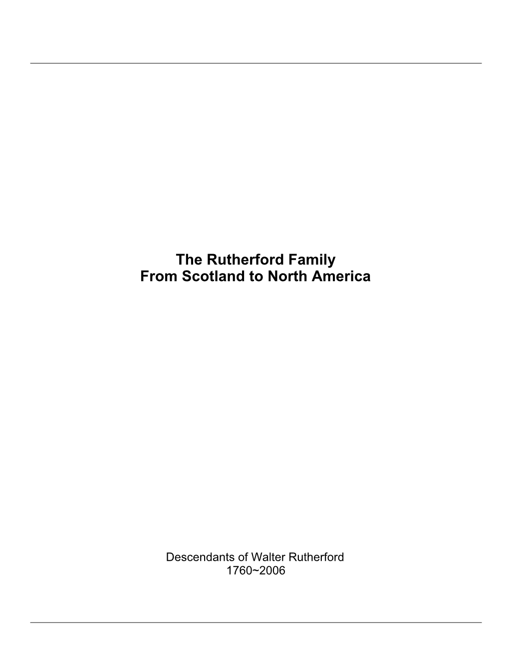 The Rutherford Family from Scotland to North America