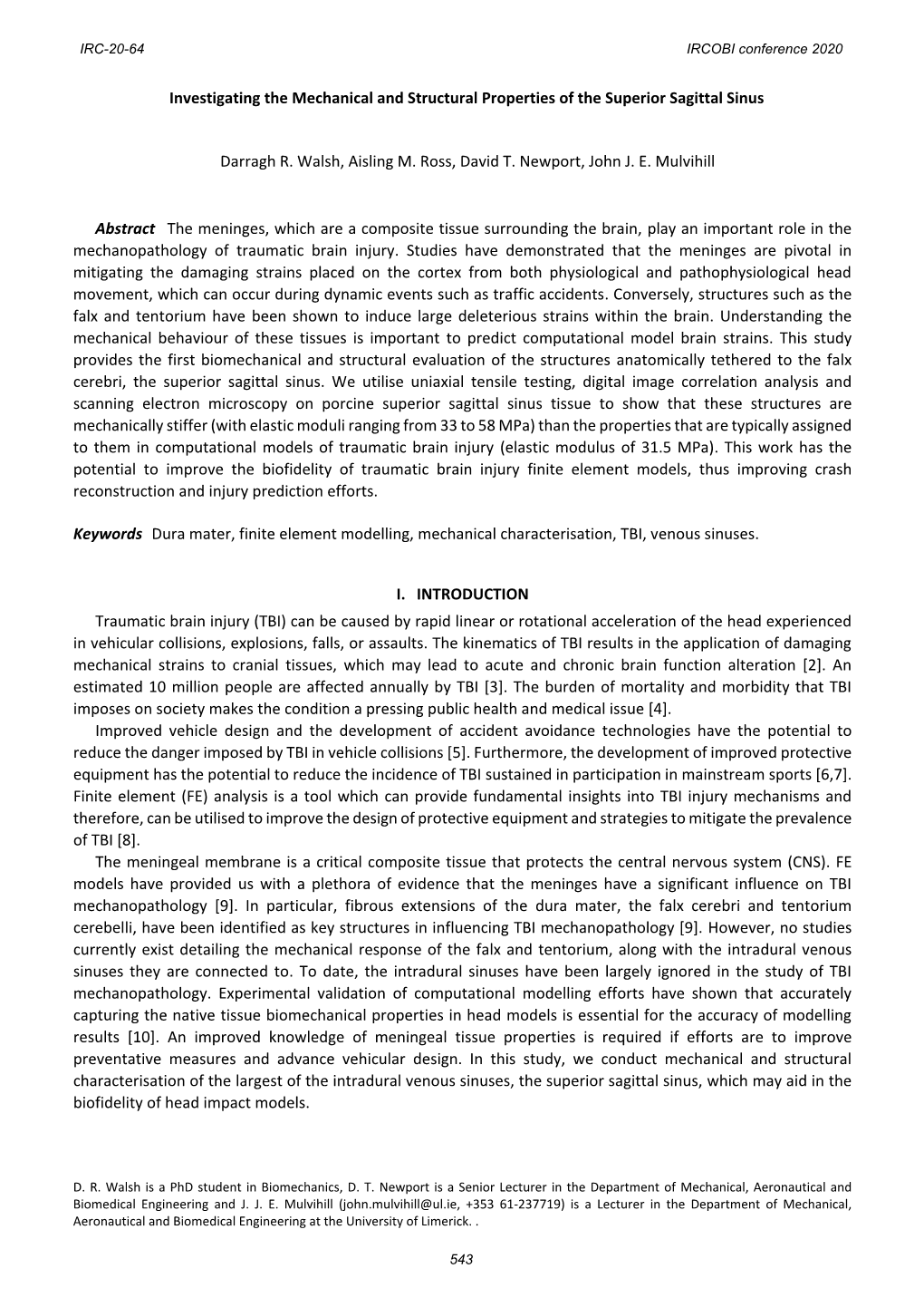 Investigating the Mechanical and Structural Properties of the Superior Sagittal Sinus