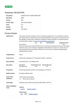 Datasheet: MCA2674PE Product Details