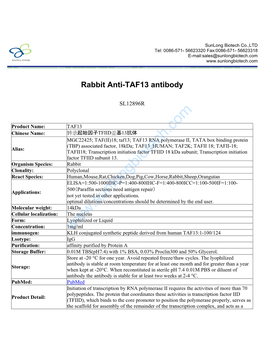 Rabbit Anti-TAF13 Antibody-SL12896R