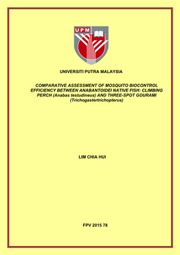 Universiti Putra Malaysia Comparative Assessment Of