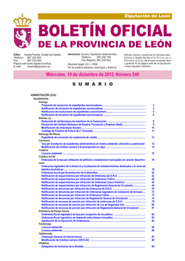 Boletín Oficial De La Provincia De León