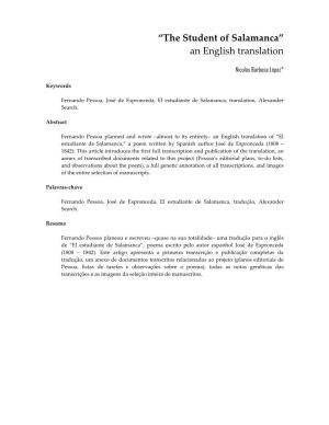 “The Student of Salamanca” an English Translation