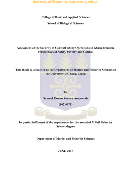 Assessment of the Security of Coastal Fishing Operations in Ghana from the Perspectives of Safety, Poverty and Catches