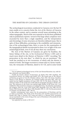 The Martyrs of Caesarea: the Urban Context