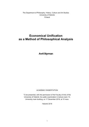Economical Unification As a Method of Philosophical Analysis
