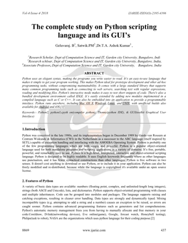 The Complete Study on Python Scripting Language and Its GUI's