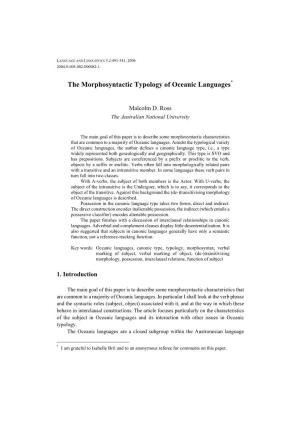 The Morphosyntactic Typology of Oceanic Languages*