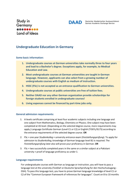 Undergraduate Education in Germany