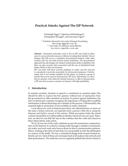 Practical Attacks Against the I2P Network
