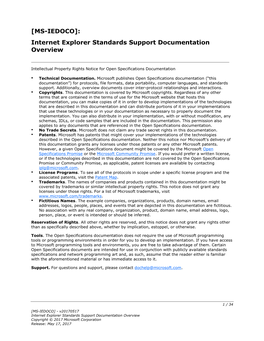 [MS-IEDOCO]: Internet Explorer Standards Support Documentation Overview