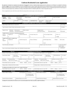 Uniform Residential Loan Application Interactive (Form 1003)
