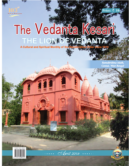 THE LION of VEDANTA a Cultural and Spiritual Monthly of the Ramakrishna Order Since 1914