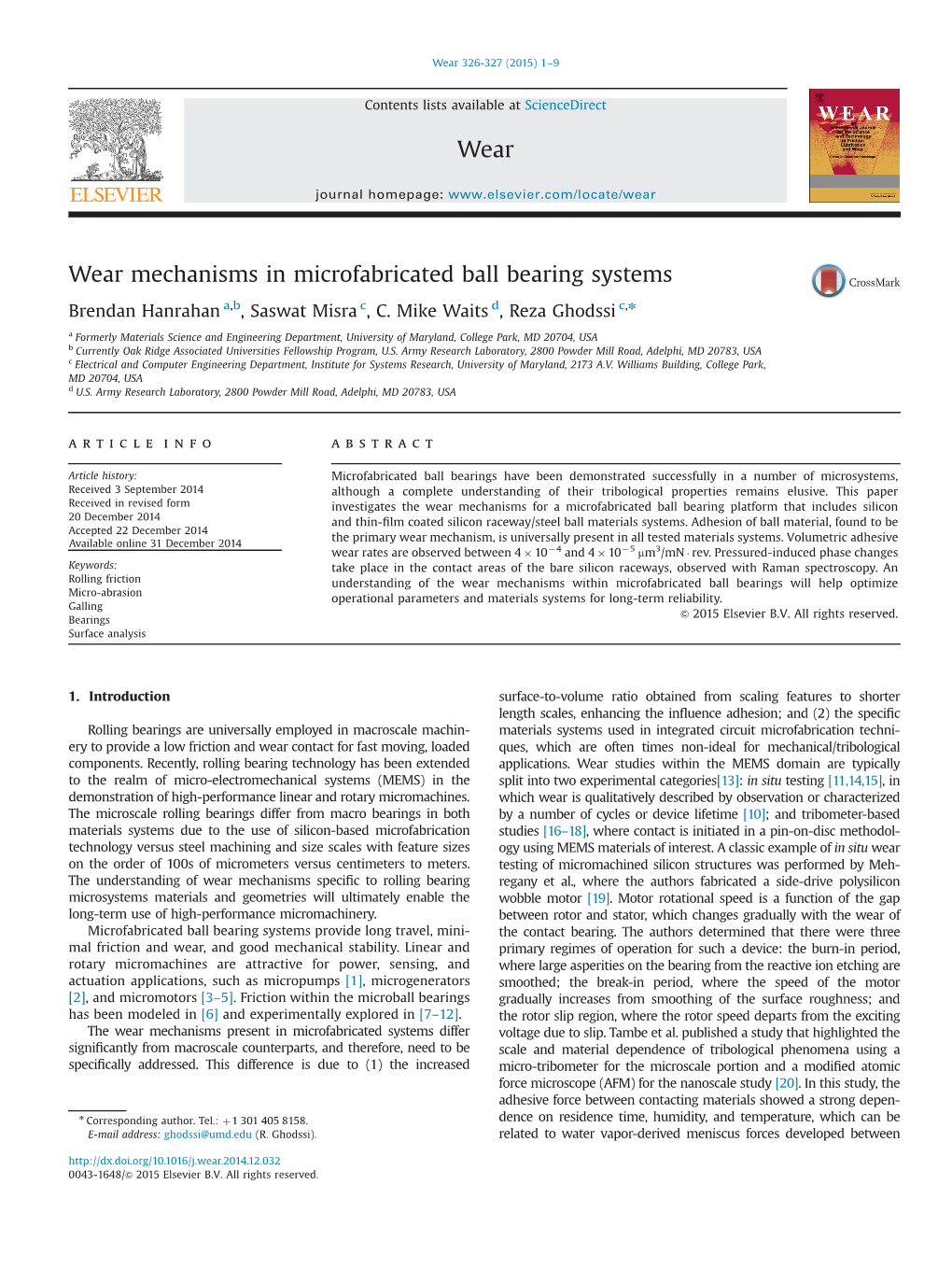 Wear Mechanisms in Microfabricated Ball Bearing Systems