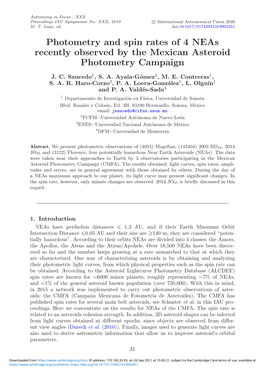 Photometry and Spin Rates of 4 Neas Recently Observed by the Mexican Asteroid Photometry Campaign