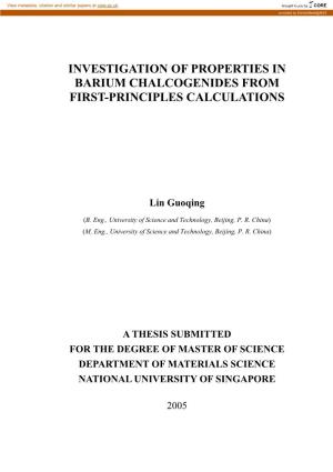 Investigation of Properties in Barium Chalcogenides from First-Principles Calculations