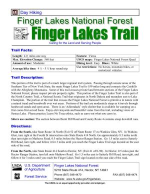 Finger Lakes Trail Is 559 Miles Long and Connects the Catskills with the Allegheny Mountains