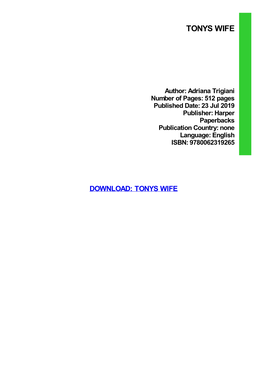 {TEXTBOOK} Tonys Wife Kindle