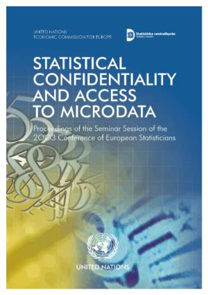 Statistical Confidentiality and Access to Microdata
