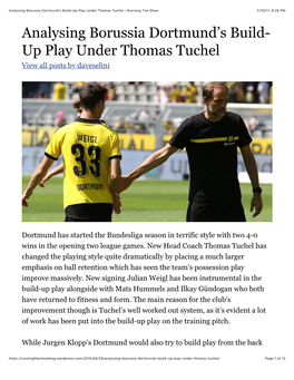 Analysing Borussia Dortmund's Build-Up Play Under Thomas Tuchel