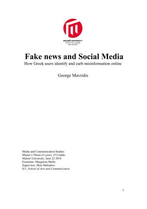 Fake News and Social Media How Greek Users Identify and Curb Misinformation Online