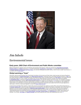 Jim Inhofe Environmental Issues