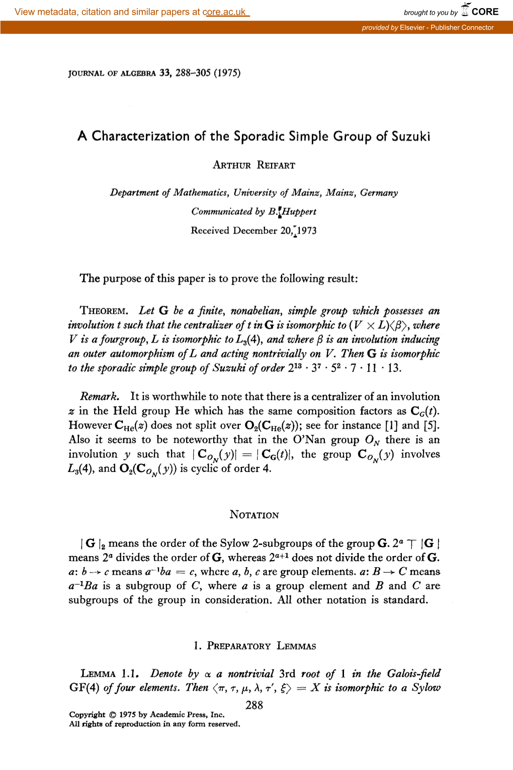 A Characterization of the Sporadic Simple Group of Suzuki