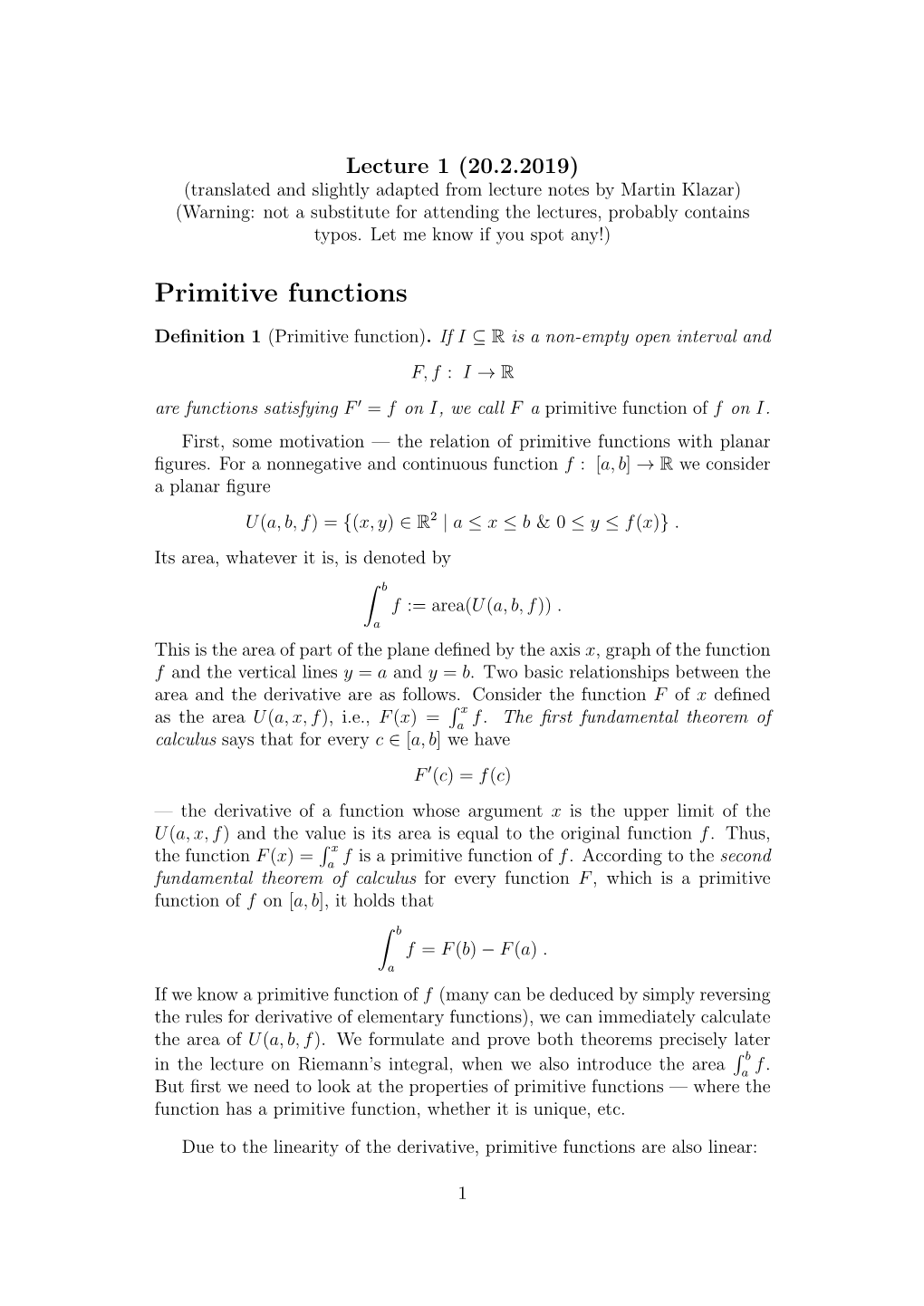 Primitive Functions