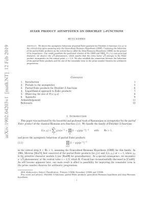 Euler Product Asymptotics on Dirichlet L-Functions 3