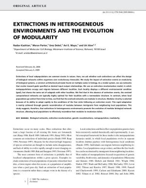 Extinctions in Heterogeneous Environments and the Evolution of Modularity