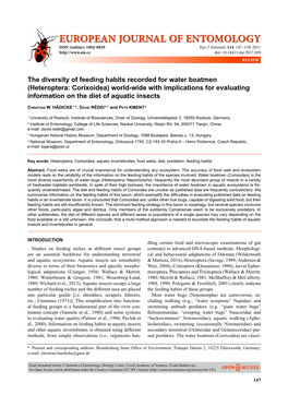 The Diversity of Feeding Habits Recorded for Water Boatmen