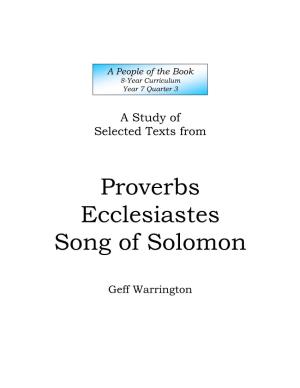 Proverbs Ecclesiastes Song of Solomon
