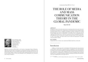 THE ROLE of MEDIA and MASS COMMUNICATION THEORY in the GLOBAL PANDEMIC Mark DEUZE