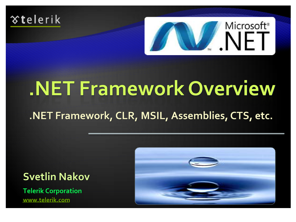 NET Framework Overview