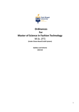 Ordinances for Master of Science in Fashion Technology M.Sc