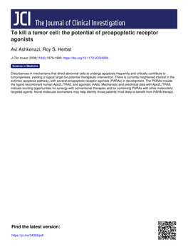 To Kill a Tumor Cell: the Potential of Proapoptotic Receptor Agonists