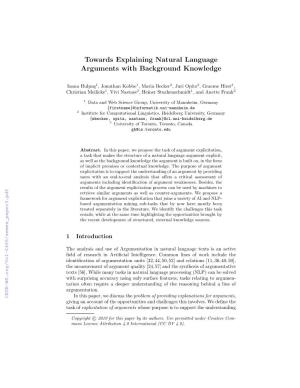 Towards Explaining Natural Language Arguments with Background Knowledge