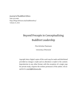 Beyond Precepts in Conceptualizing Buddhist Leadership