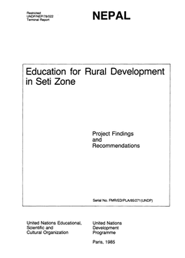 Education for Rural Development in Seti Zone